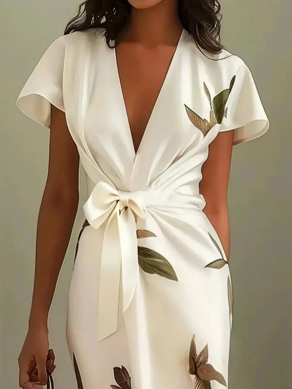 White Leaf Midi Dress