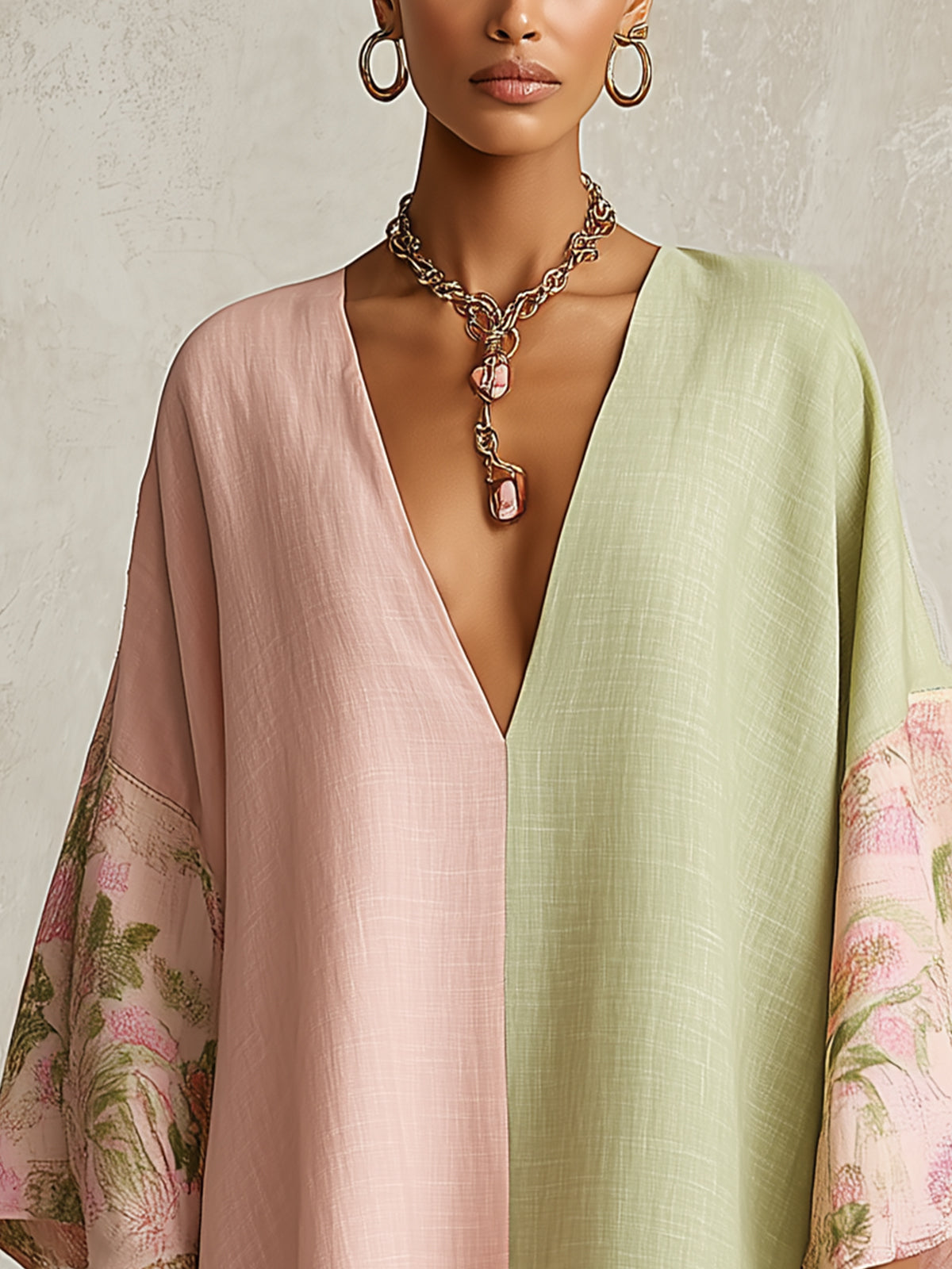 Floral Trim Midi Dress