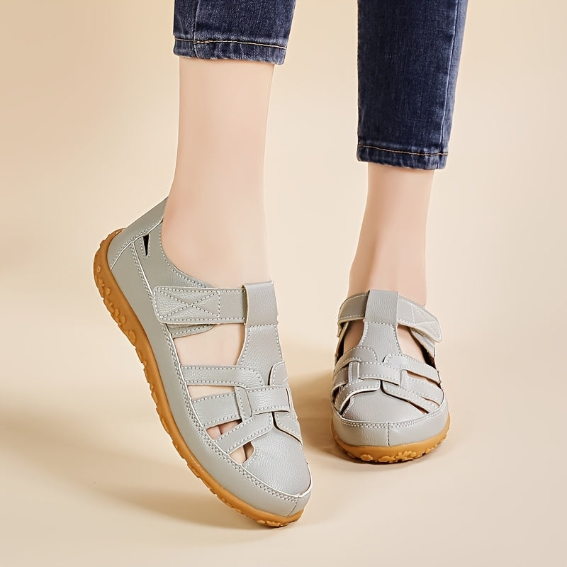 Sandali comfort Lea grigi con fasce incrociate e suola marrone antiscivolo