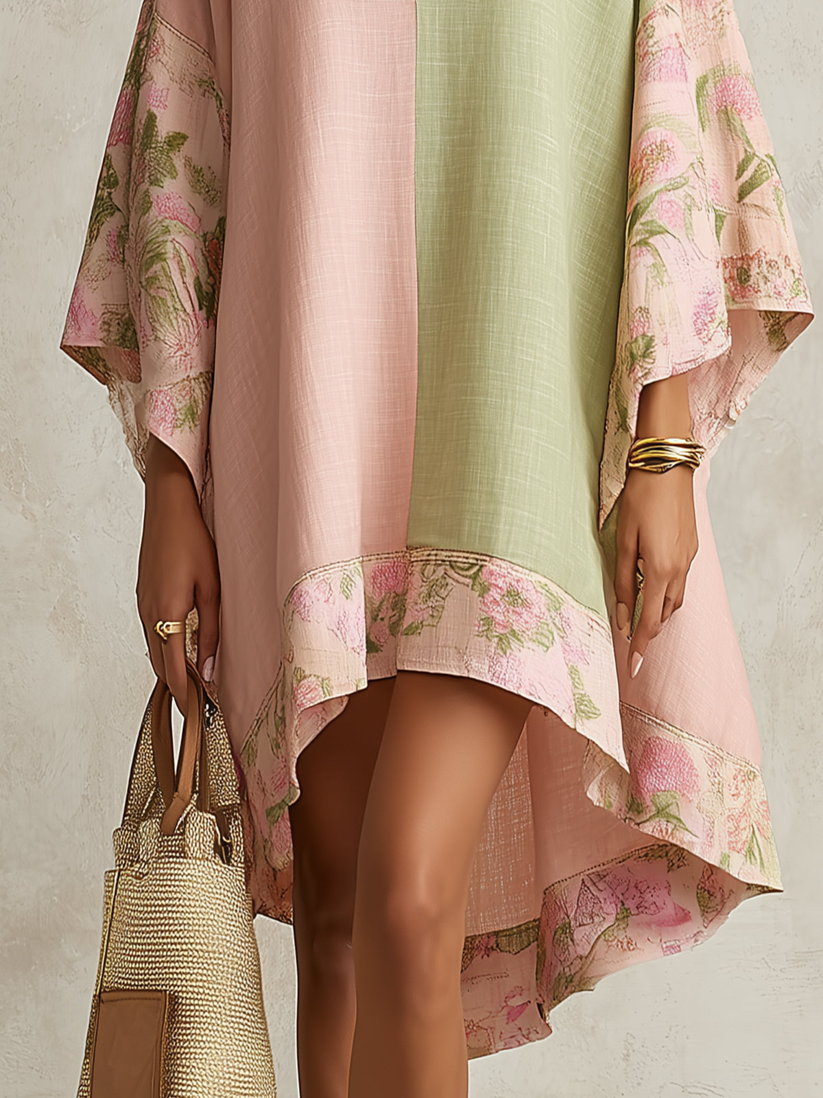 Floral Trim Midi Dress