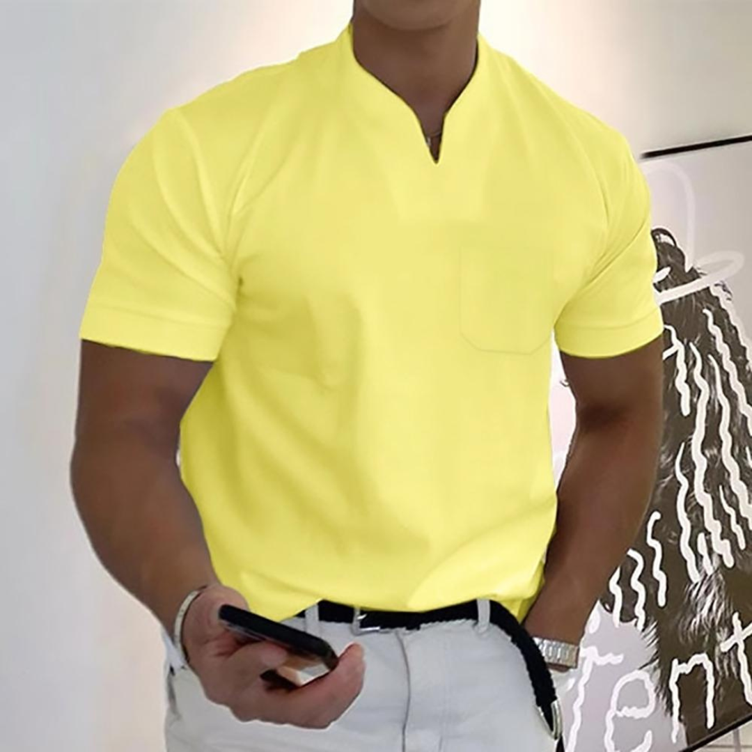 Men’s Elegant Henley Polo Shirt | Short Sleeve