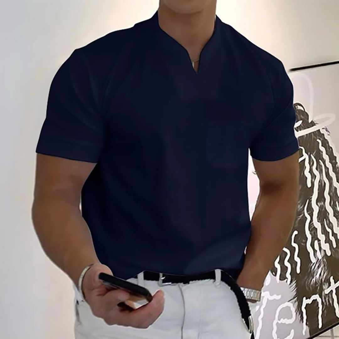 Men’s Elegant Henley Polo Shirt | Short Sleeve