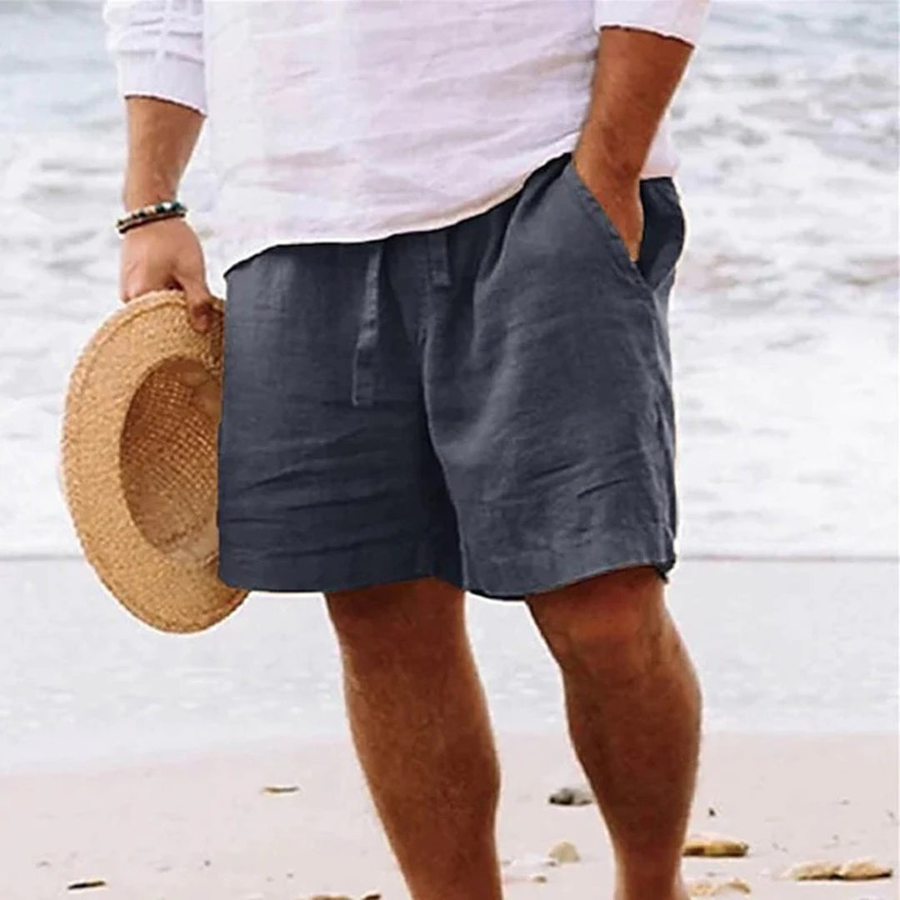 Men's relaxed-fit beach shorts in dark gray with side pockets