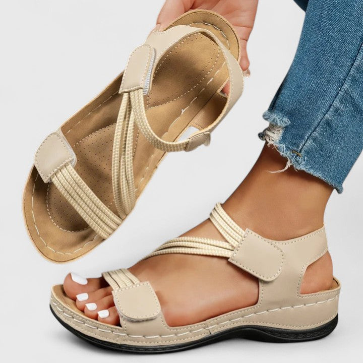 AURORA sandali ortopedici eleganti beige con cinturini chiari e suola ammortizzata