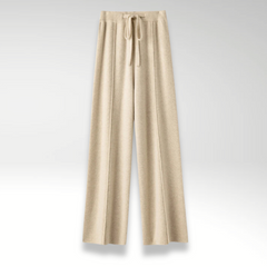 Pantaloni lounge in cashmere beige chiaro, coulisse in vita e gamba ampia