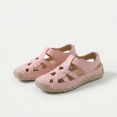 Sandali leggeri rosa con cinturini incrociati e suola tipo espadrille