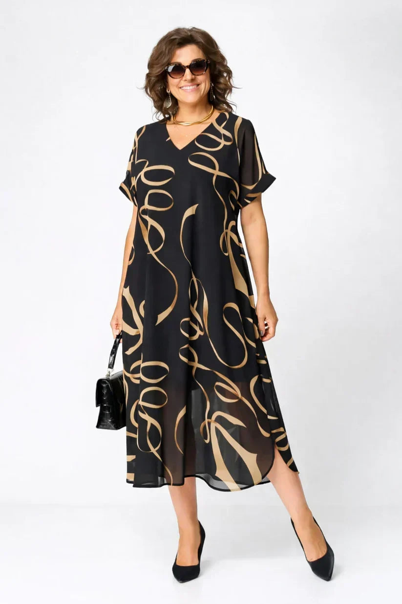MAVIS | NAVY POLKA DOT CHIFFON MIDI DRESS