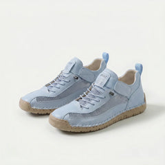 Scarpe ortopediche traspiranti azzurro chiaro con tomaia mesh e suola beige
