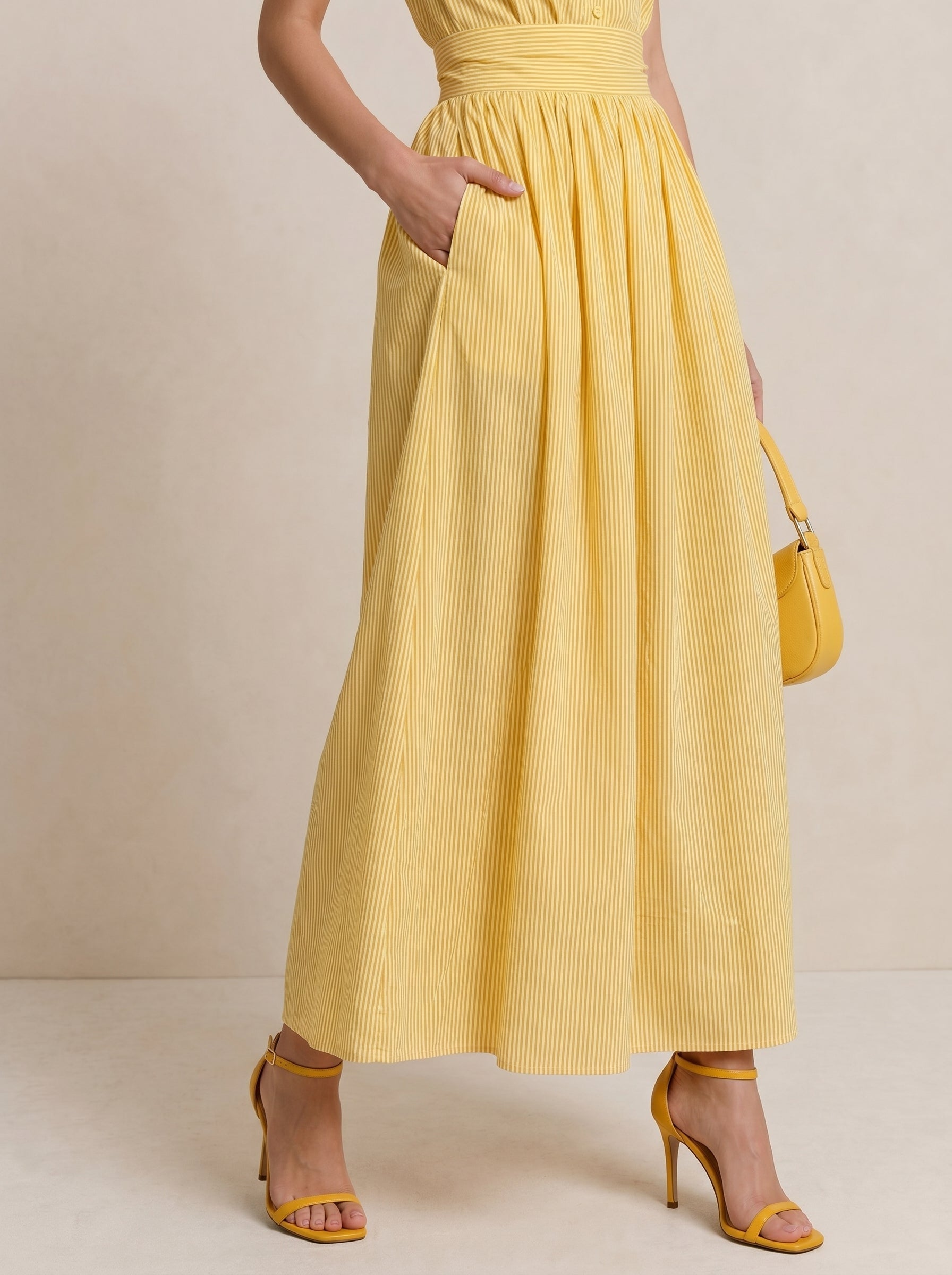 Striped Midi Dress with Pockets