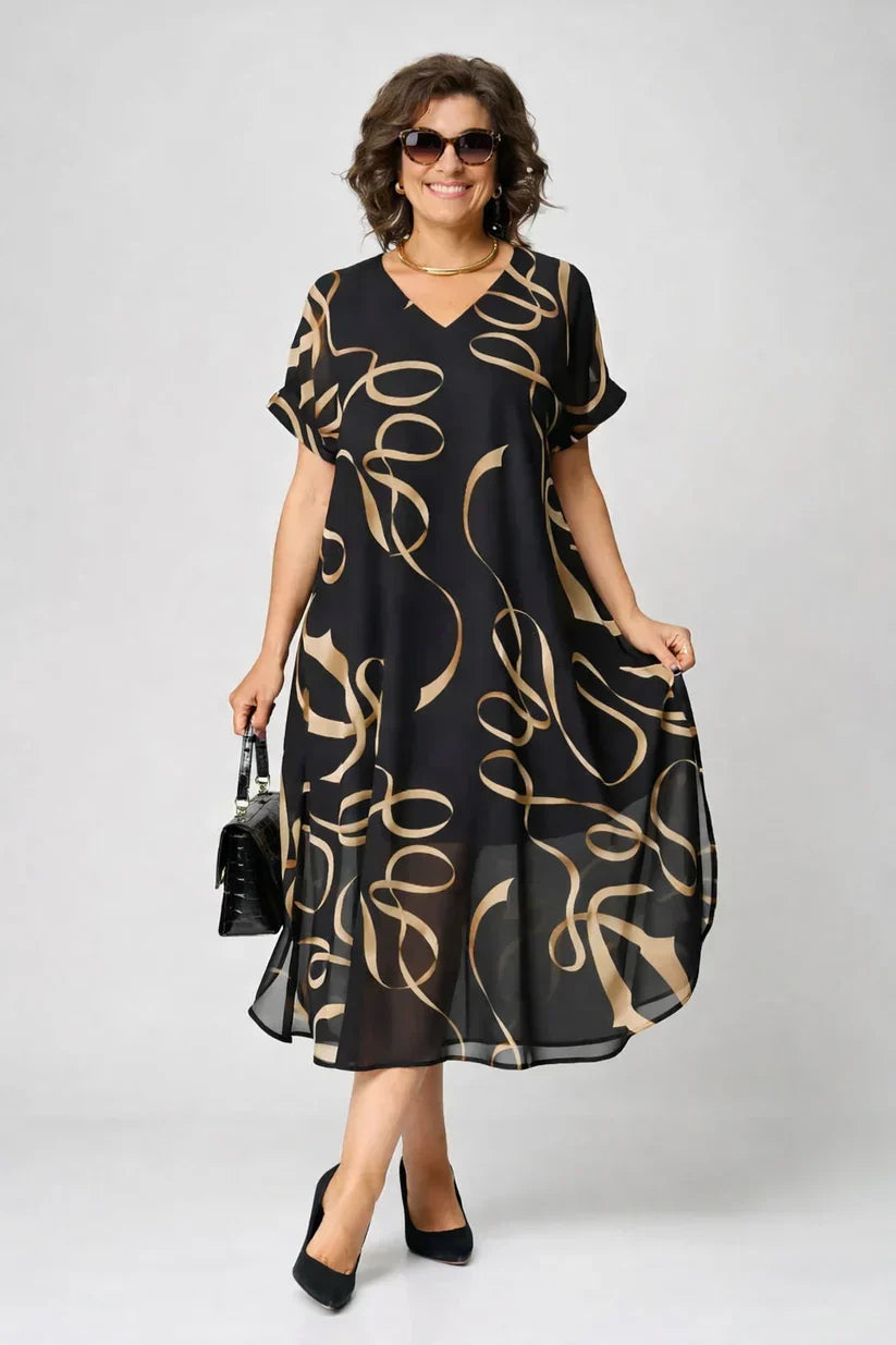 MAVIS | NAVY POLKA DOT CHIFFON MIDI DRESS