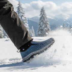 Scarpe comfort ortopediche blu in tessuto, con suola rialzata e protezione esterna