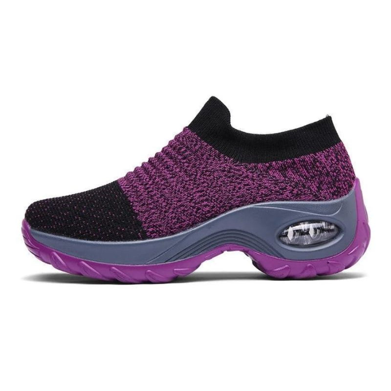 Scarpe ergonomiche antiscivolo viola, calza elasticizzata e suola ammortizzante antiscivolo