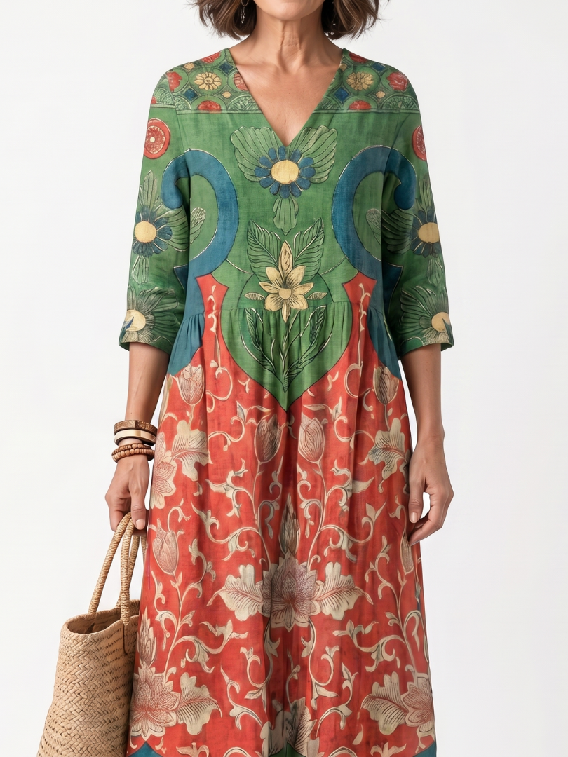 PENELOPE | MIXED PRINT POCKET MIDI DRESS