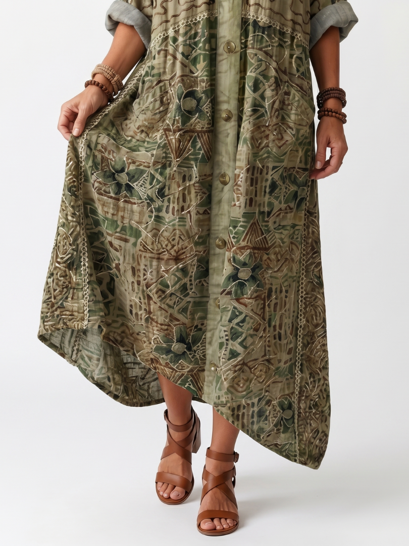 EILEEN | BUTTON-FRONT POCKET MIDI DRESS