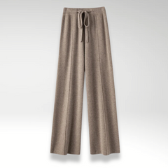 Pantaloni lounge in cashmere talpa con elastico in vita e coulisse, gamba ampia