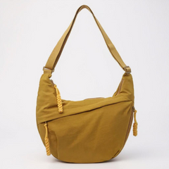 Borsa a tracolla gialla in tessuto con zip laterale e tracolla regolabile