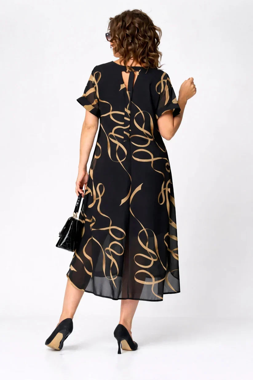 MAVIS | NAVY POLKA DOT CHIFFON MIDI DRESS