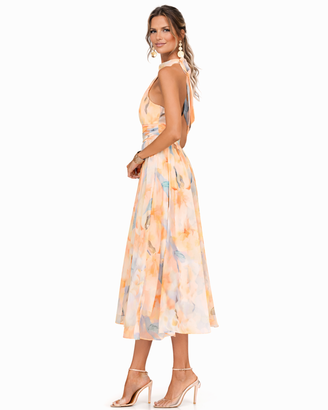 EVELYN | WATERCOLOUR HALTER MAXI DRESS