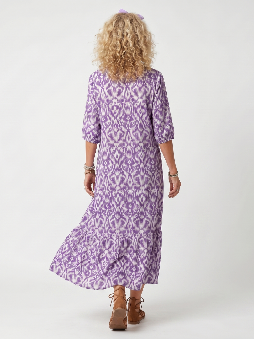 ANNETTE | PRINTED TIE-NECK MIDI DRESS