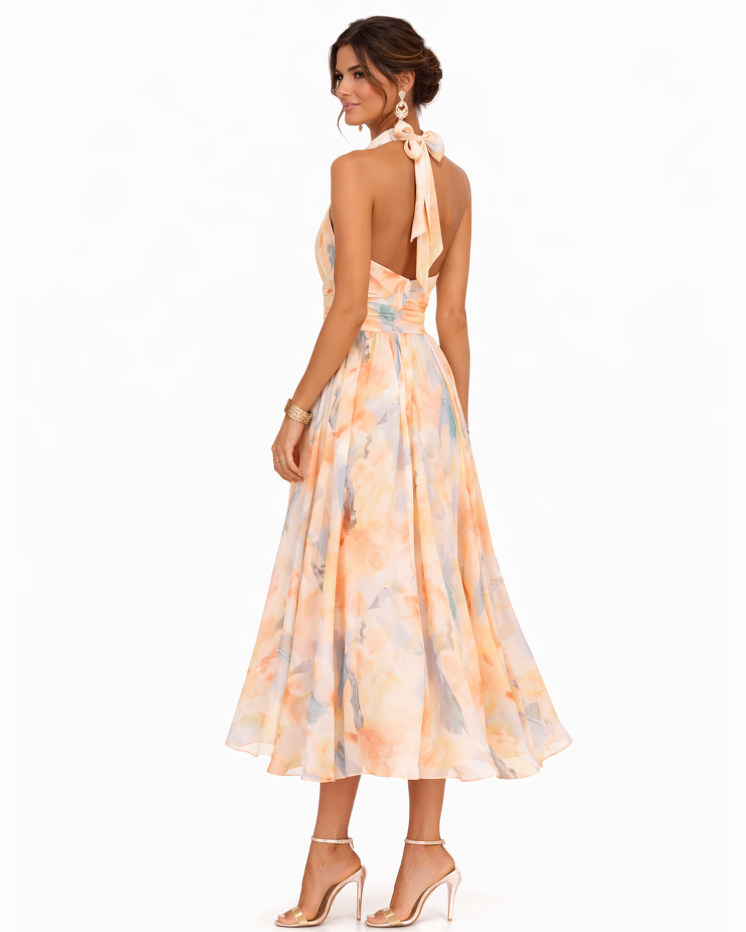 EVELYN | WATERCOLOUR HALTER MAXI DRESS