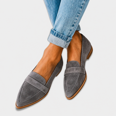 Mocassini in camoscio Nadia™ grigi, punta affusolata e fascia slip-on