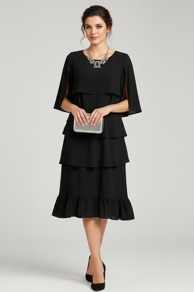 Anna Elegant Ruffle Midi Dress