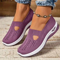 Scarpe antiscivolo ergonomiche viola con tomaia a maglia e inserti cut-out