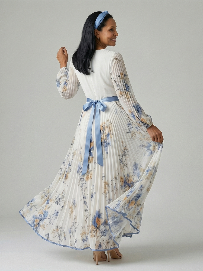 JEAN | PLEATED WRAP MIDI DRESS
