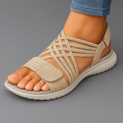Sandali ortopedici ultraleggeri beige con intreccio e suola ammortizzata