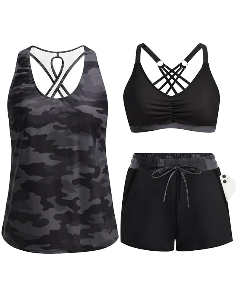 HARPER | THREE-PIECE TANKINI & COVER-UP SET