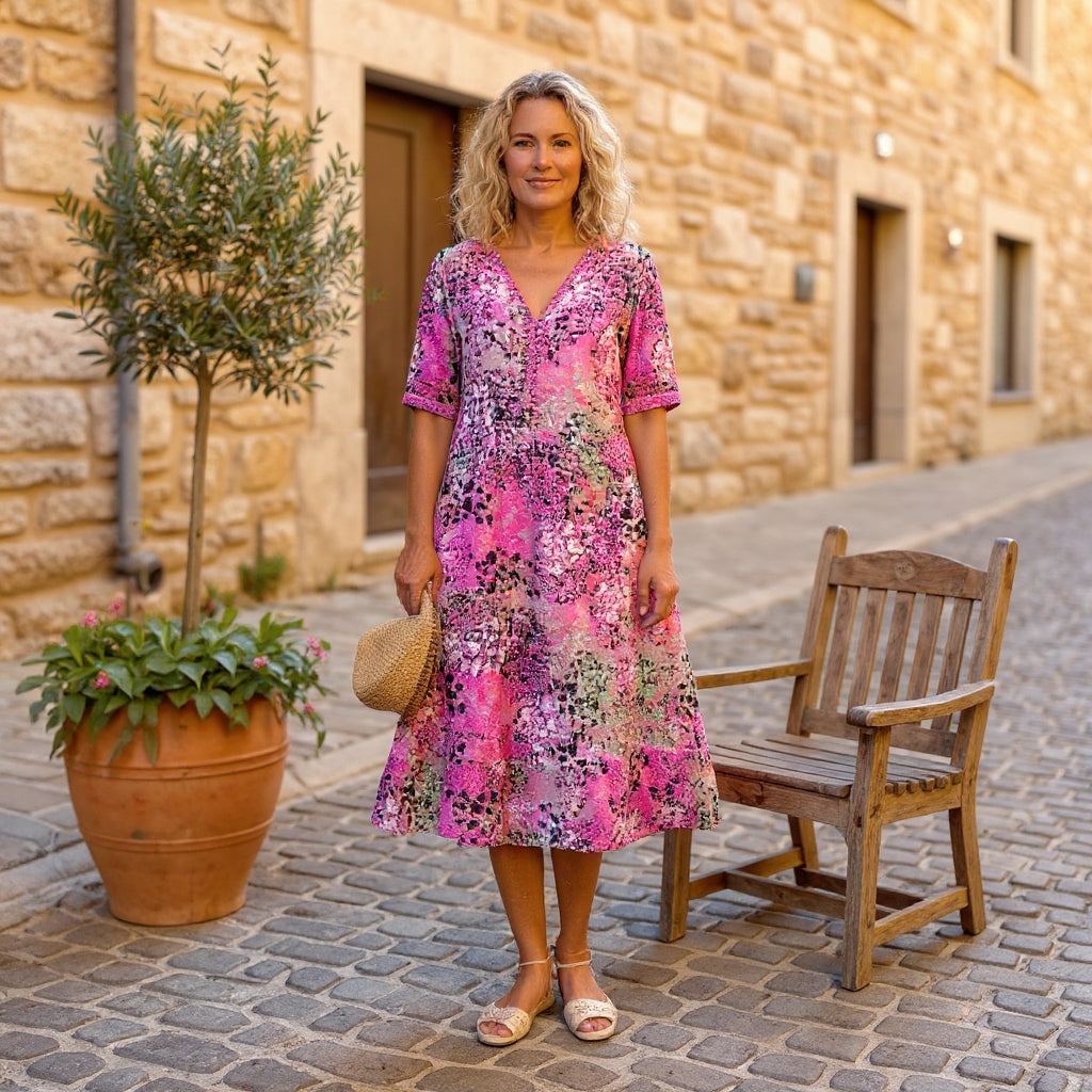 RACHEL | ELEGANT PRINTED MIDI DRESS