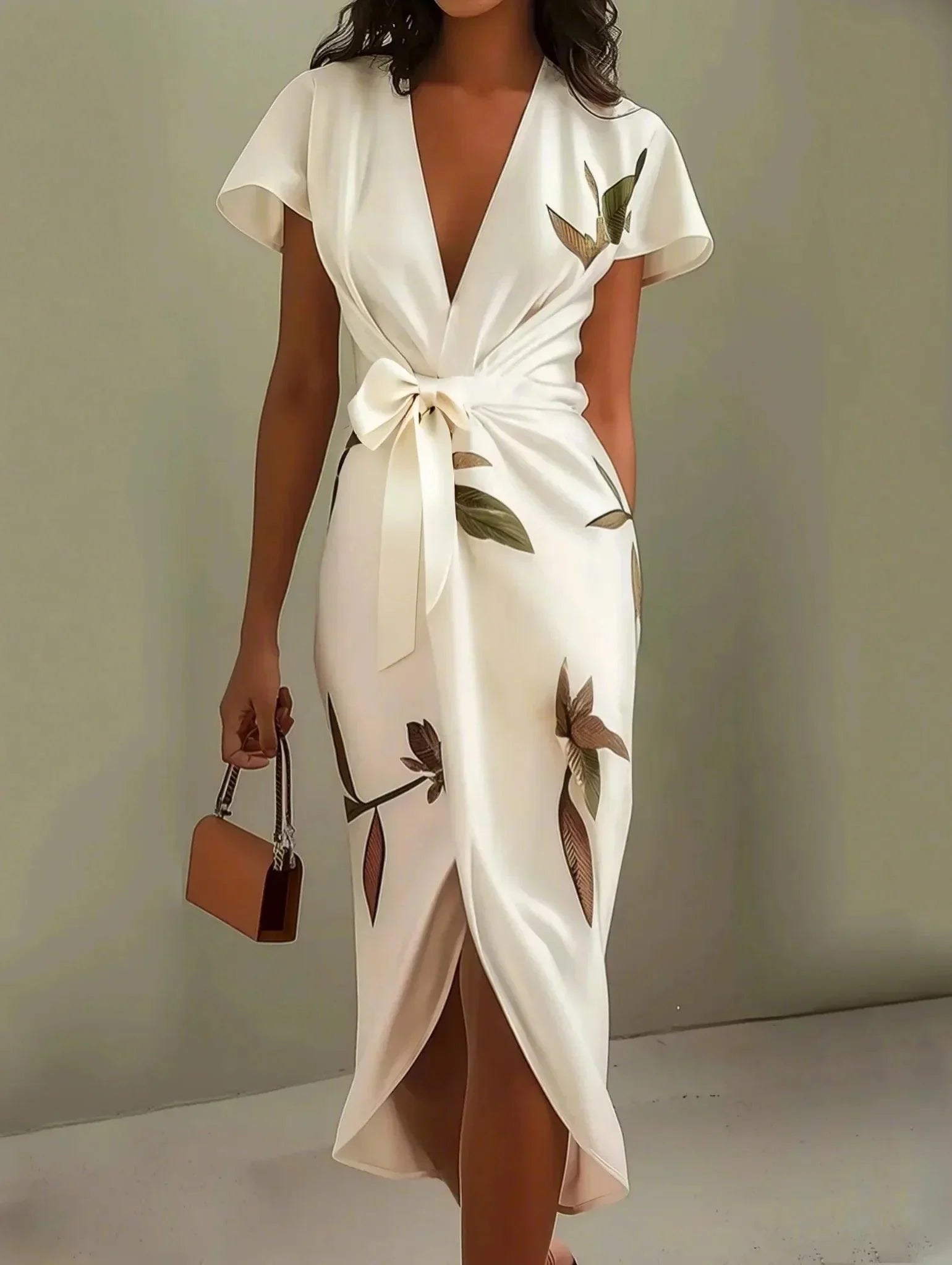 White Leaf Midi Dress