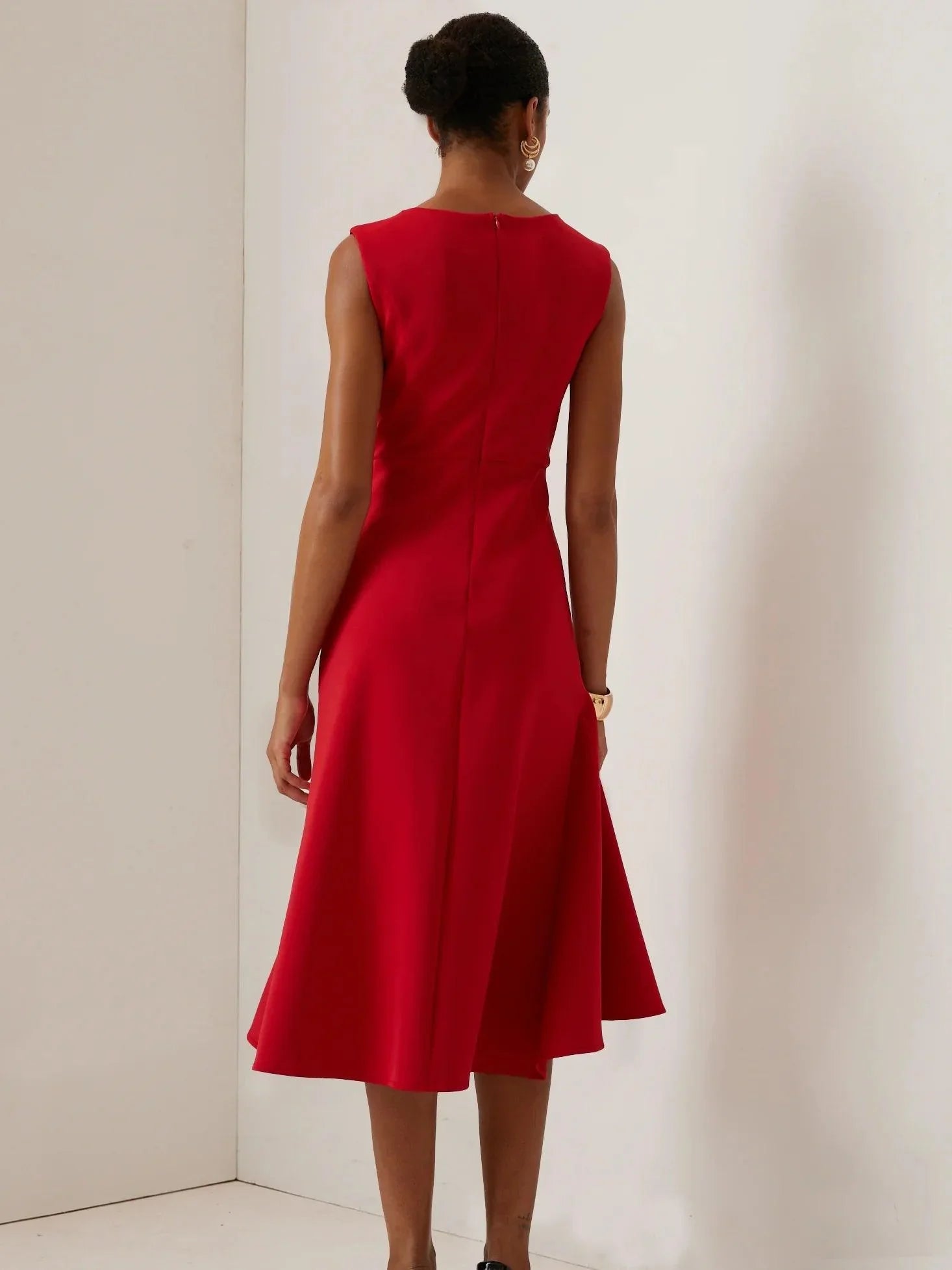 Sleeveless A-line Midi Dress