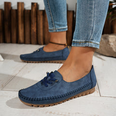 Mocassino flessibile comodo blu con tomaia scamosciata e lacci