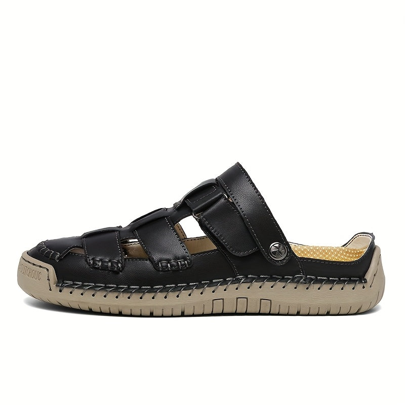 Sandali comfort regolabili neri con cinturino doppio e suola ammortizzata