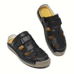 Sandali comfort regolabili neri con cinturini e interno giallo