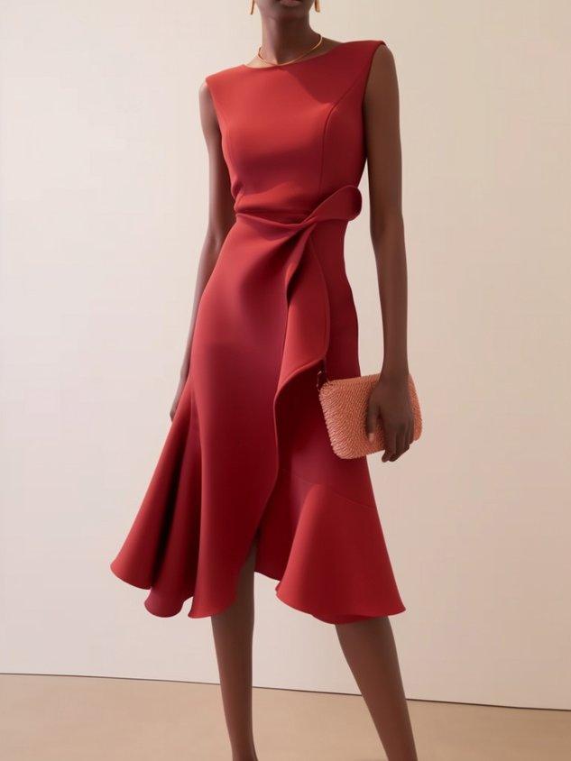 Sleeveless A-line Midi Dress