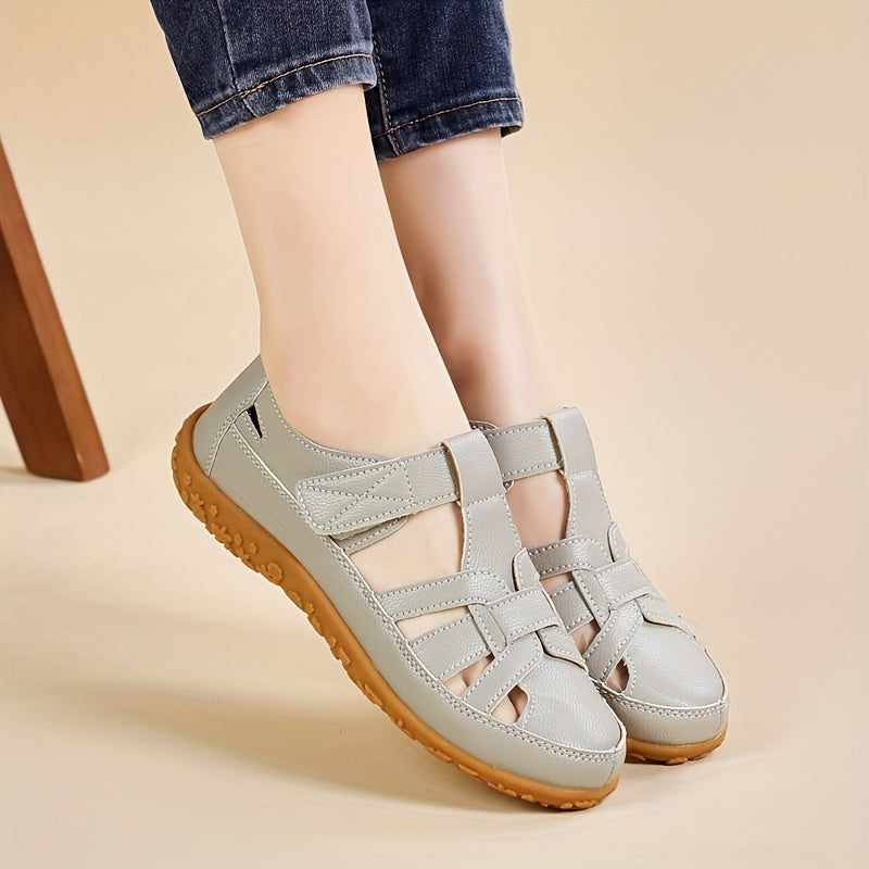 Sandali comfort Lea grigi con cinturino regolabile e suola marrone profilata