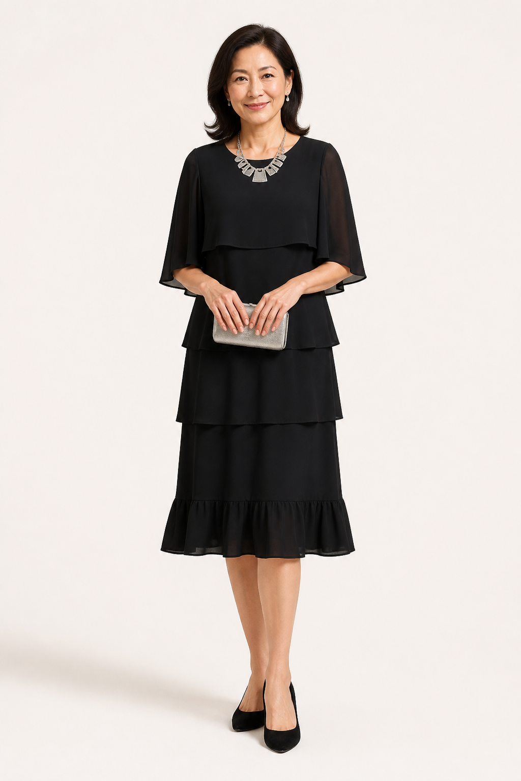 Anna Elegant Ruffle Midi Dress