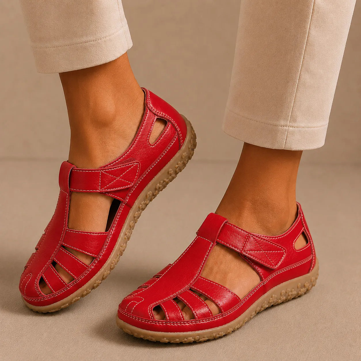 BellaVita sandali ergonomici antiscivolo ultraleggeri rossi con suola in gomma