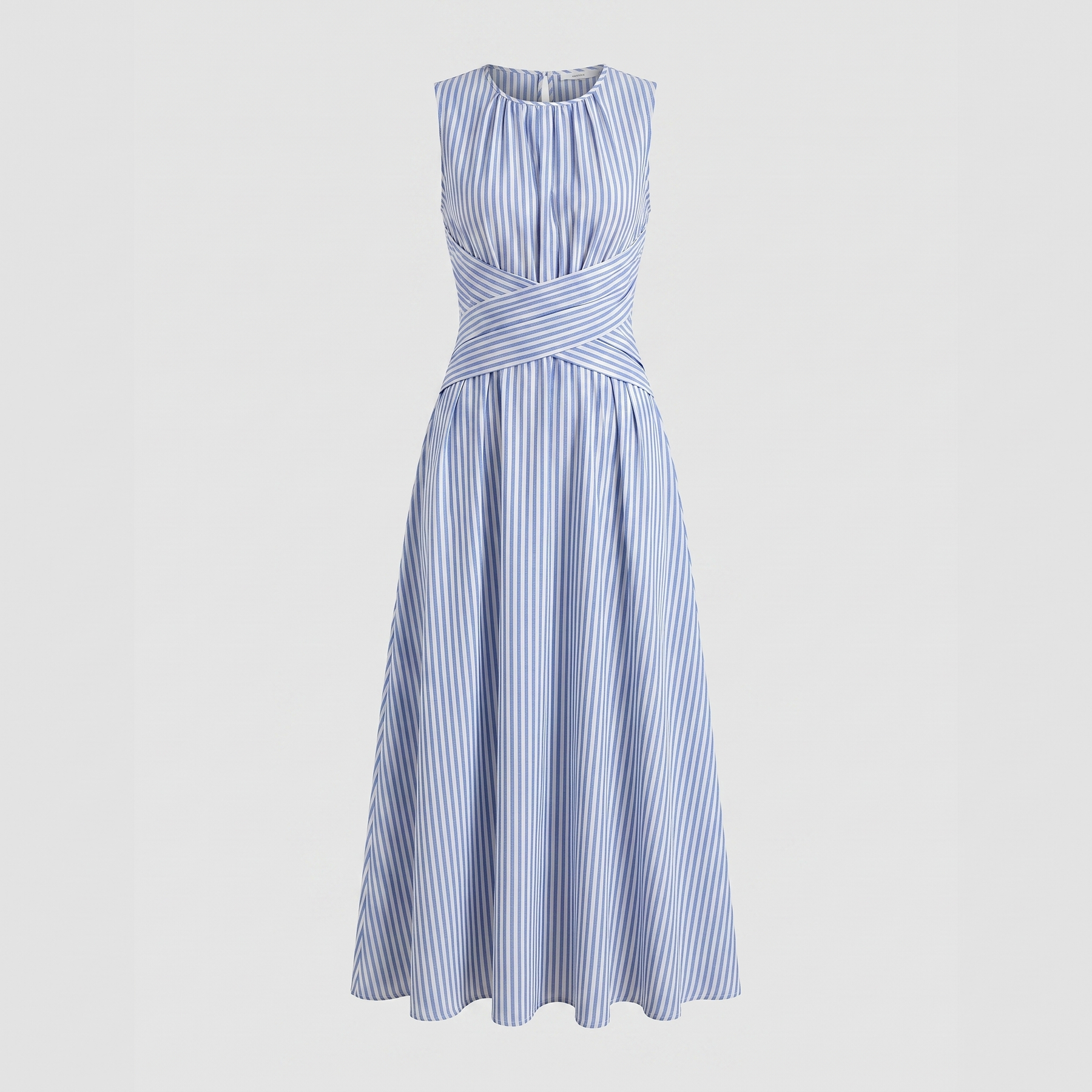 Blue and White Stripe Midi Dress