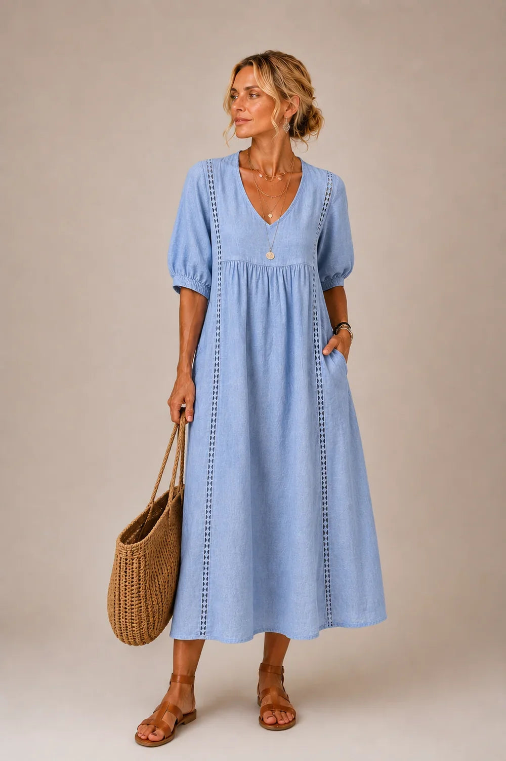 Summer Midi Dress with Pockets