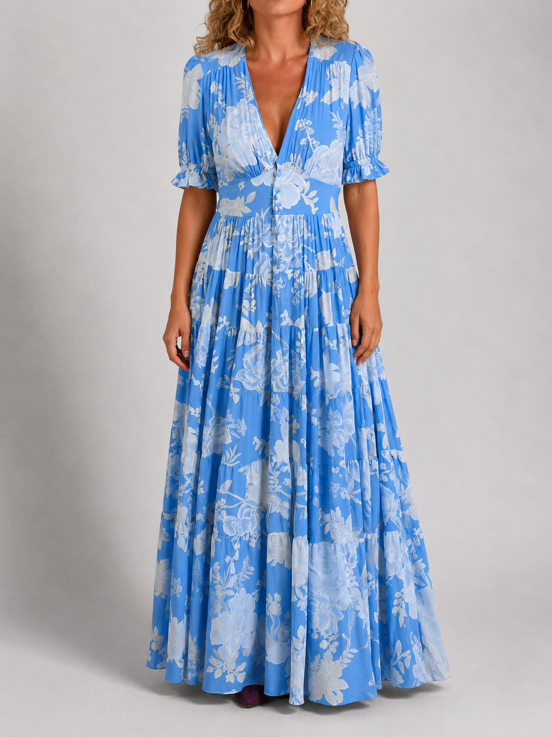 ELEANOR | ELEGANT FLORAL V-NECK DRESS