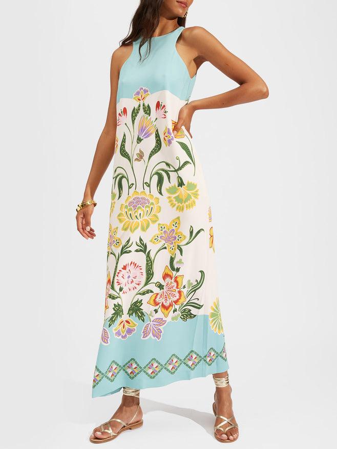 Floral Print Sleeveless Midi Dress