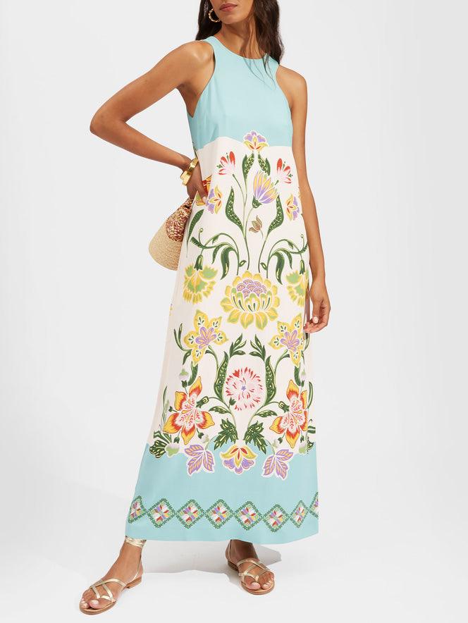 Floral Print Sleeveless Midi Dress