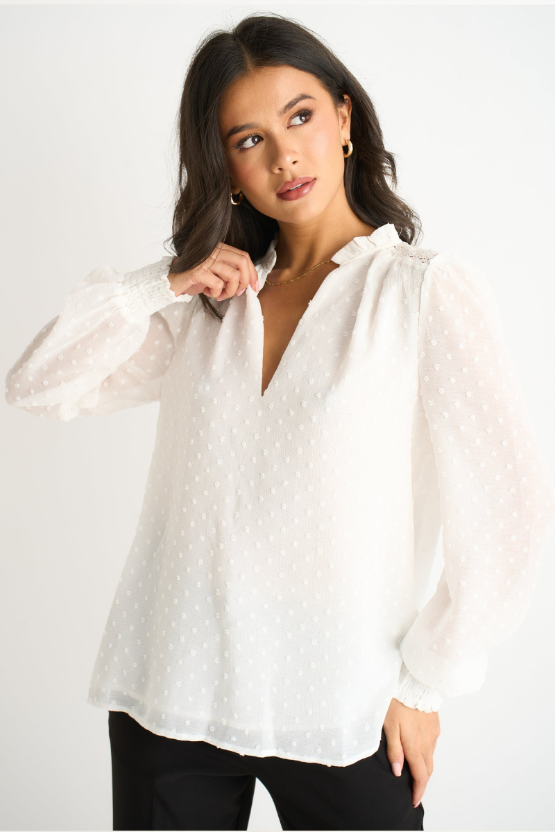 Women’s Frill Neck Blouse | Long Sleeve