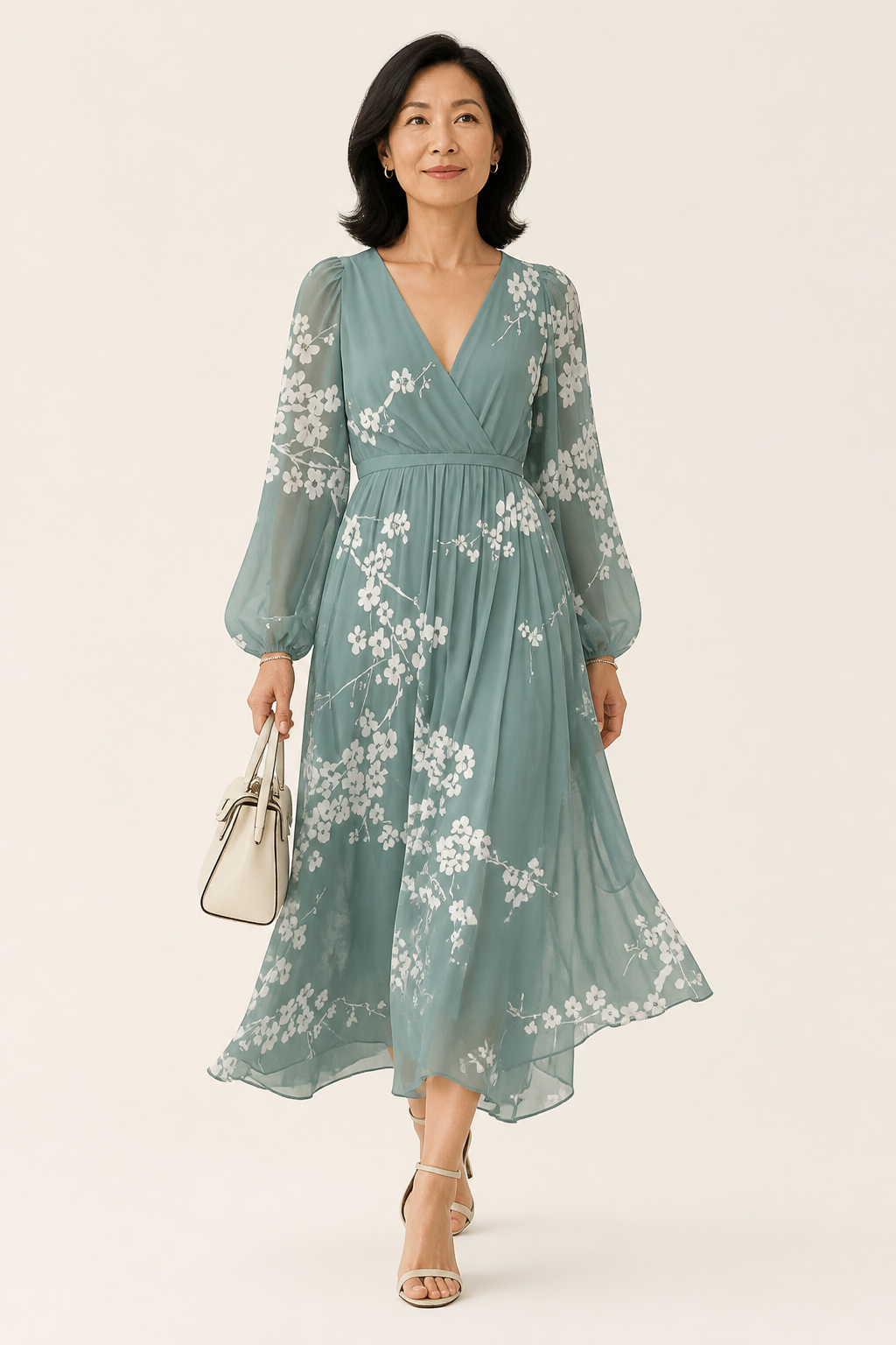 Floral V-neck Midi Dress