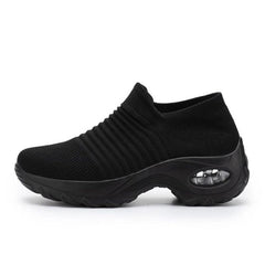 Scarpe ergonomiche antiscivolo nere a calza, suola ammortizzante con insert trasparente