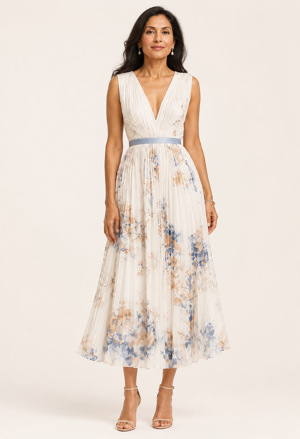 Floral Pleated Midi Dress