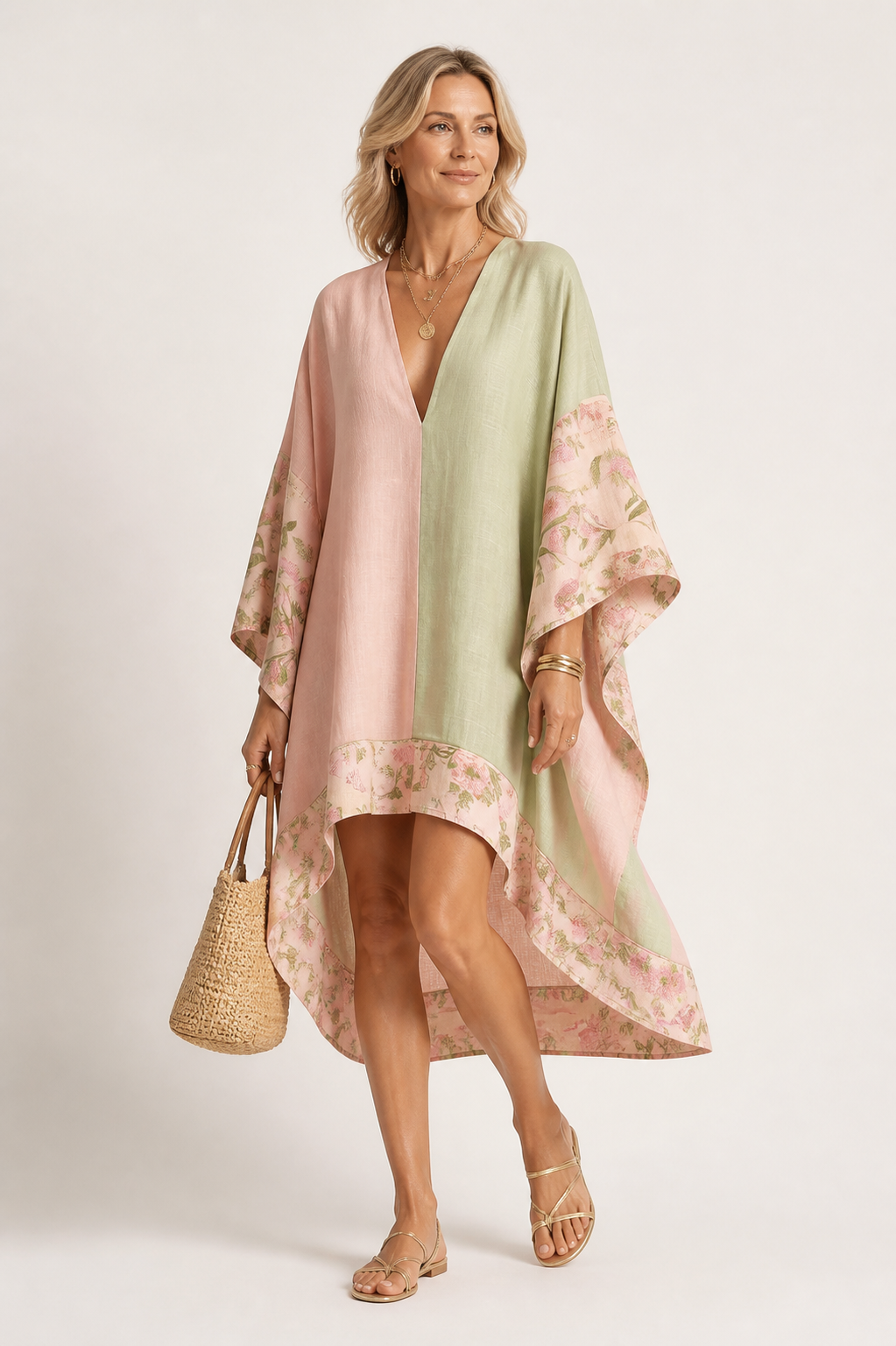 Floral Trim Midi Dress